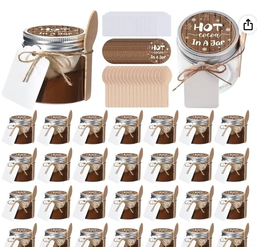 30 Set Hot Chocolate Jars with Lids 3.4 oz Small Jars Party Favors