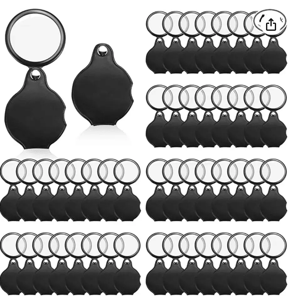 48 Pcs 10X Small Magnifying Glass Mini Pocket Magnifier with Rotating Protective Cover